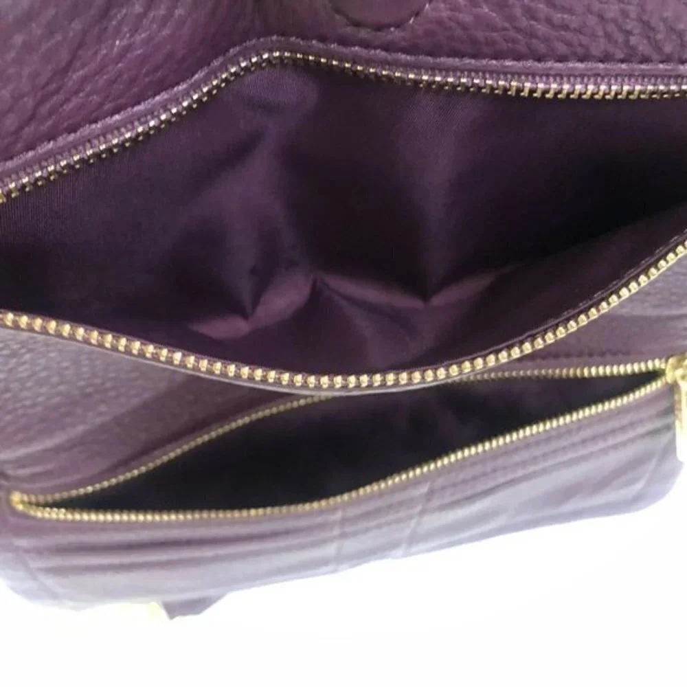 Tory Burch Handbag Purple Purse Leather ShoulderBag Clutch Tote